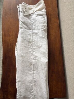 Loft Women’s White High- waisted Linen  Pants with Belt